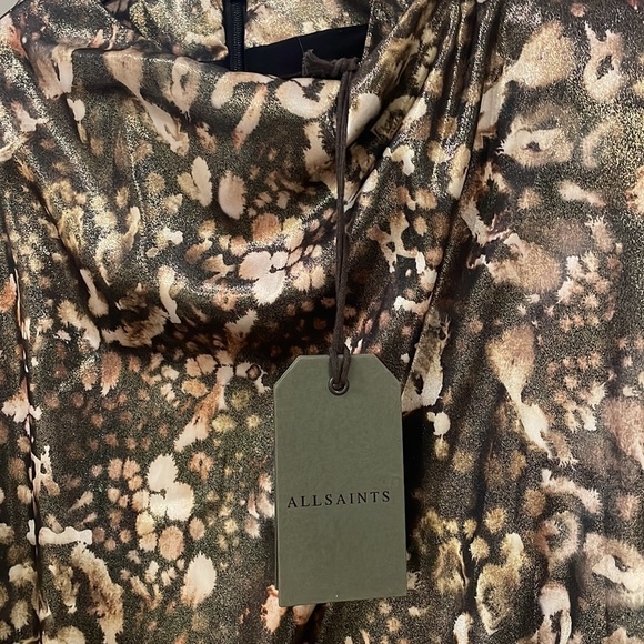 All Saints Lilliana Kettu Gold and Black Ruched Dress - Picture 6 of 16